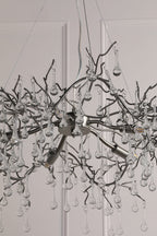 Laura Ashley Willow Lampadario a 5 Luci in Peltro Satinato e Cristallo