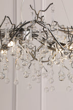 Laura Ashley Willow Lampadario a 5 Luci in Peltro Satinato e Cristallo