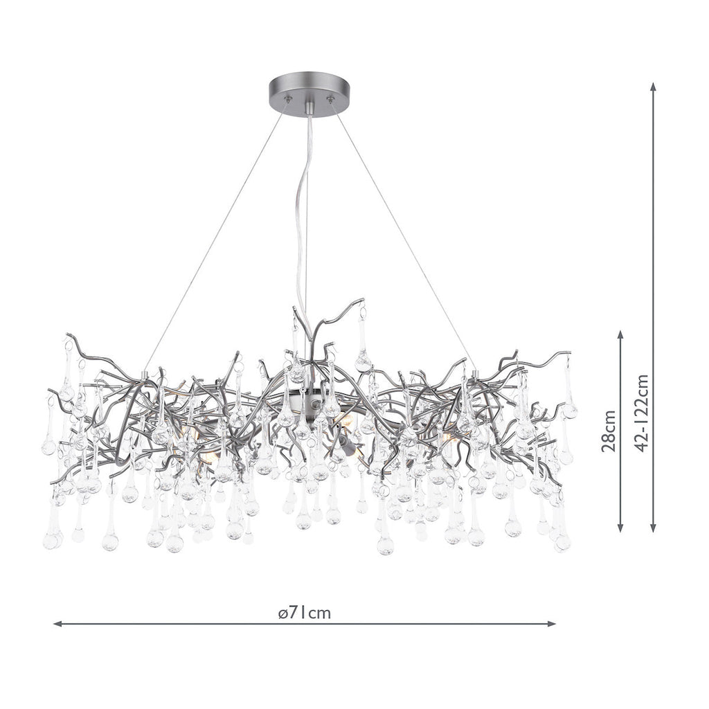 Laura Ashley Willow Lampadario a 5 Luci in Peltro Satinato e Cristallo