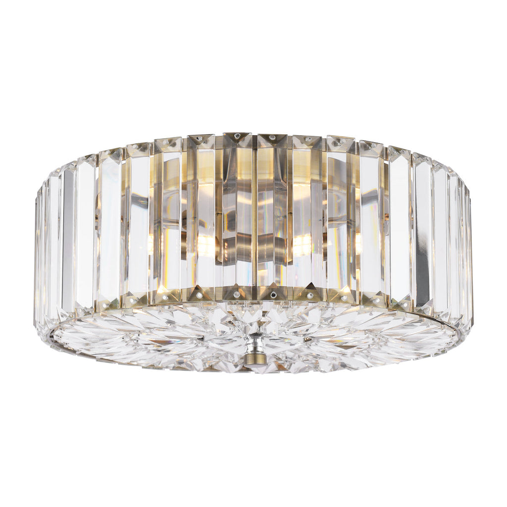 Laura Ashley Fernhurst Flush 3 Luci in Cristallo e Ottone Antico
