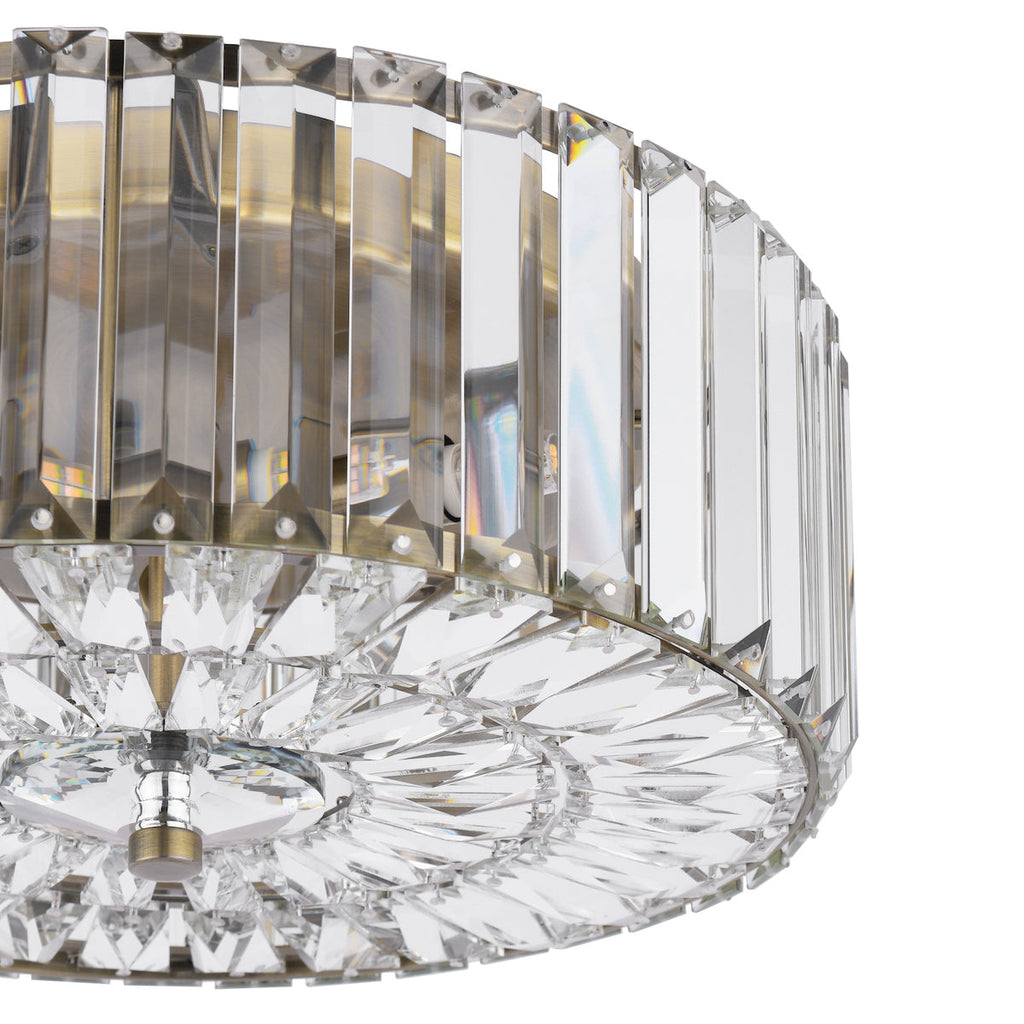 Laura Ashley Fernhurst Flush 3 Luci in Cristallo e Ottone Antico