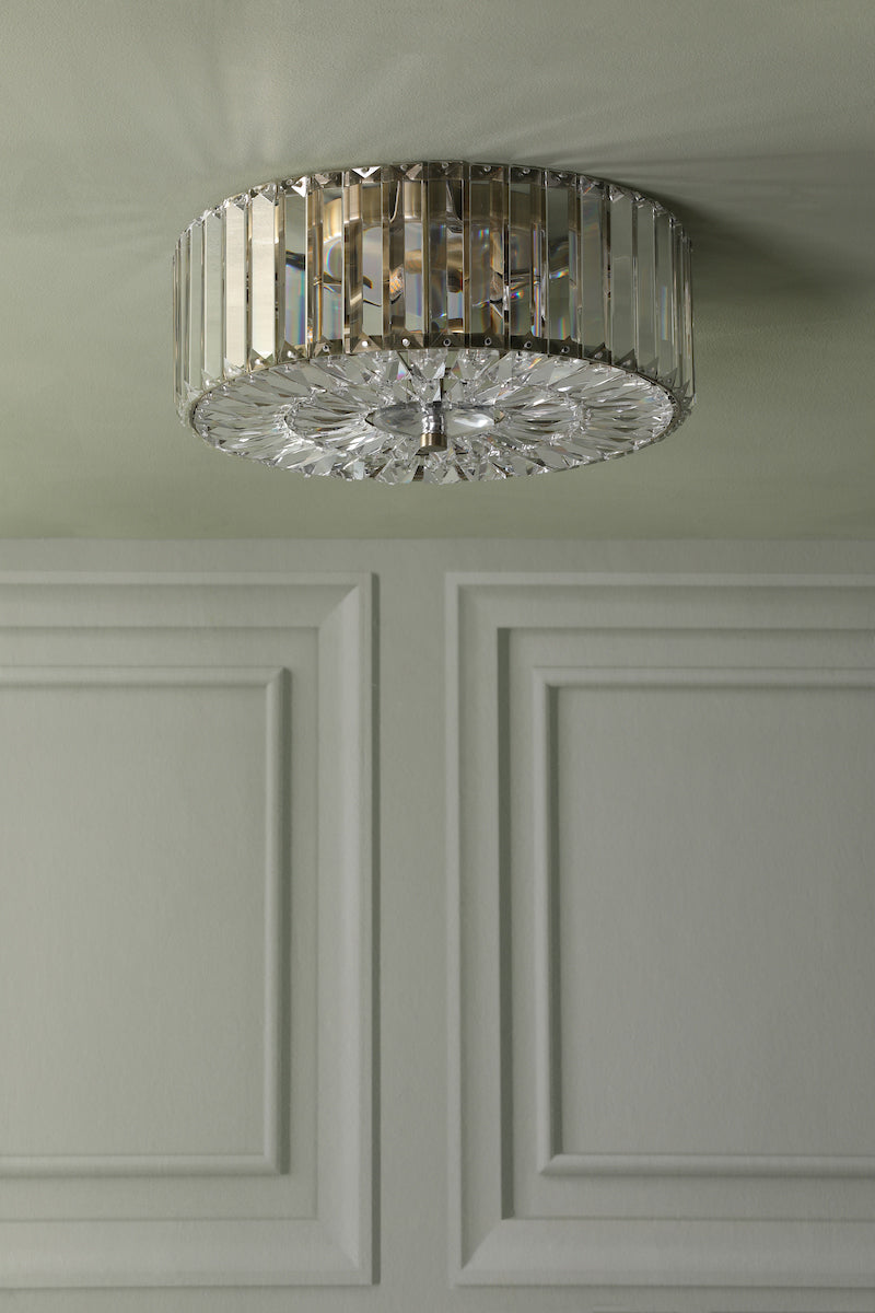 Laura Ashley Fernhurst Flush 3 Luci in Cristallo e Ottone Antico