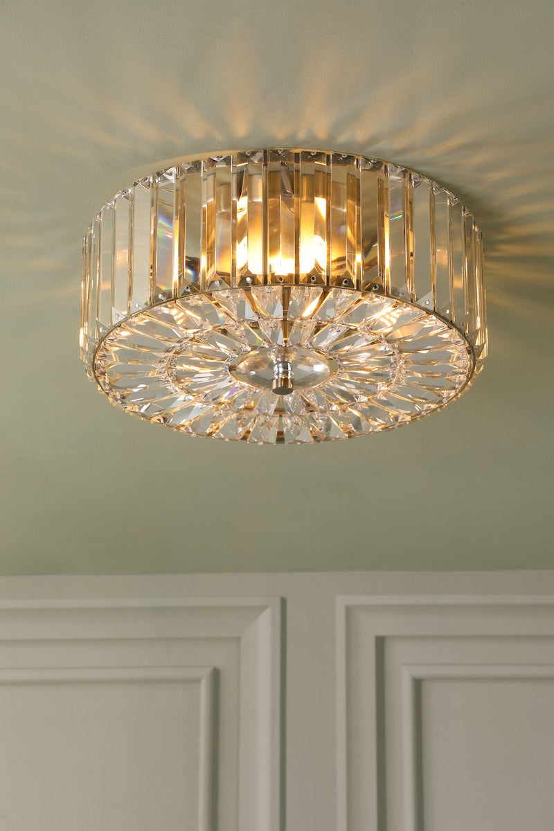 Laura Ashley Fernhurst Flush 3 Luci in Cristallo e Ottone Antico