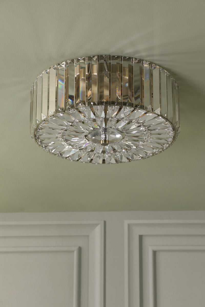 Laura Ashley Fernhurst Flush 3 Luci in Cristallo e Ottone Antico
