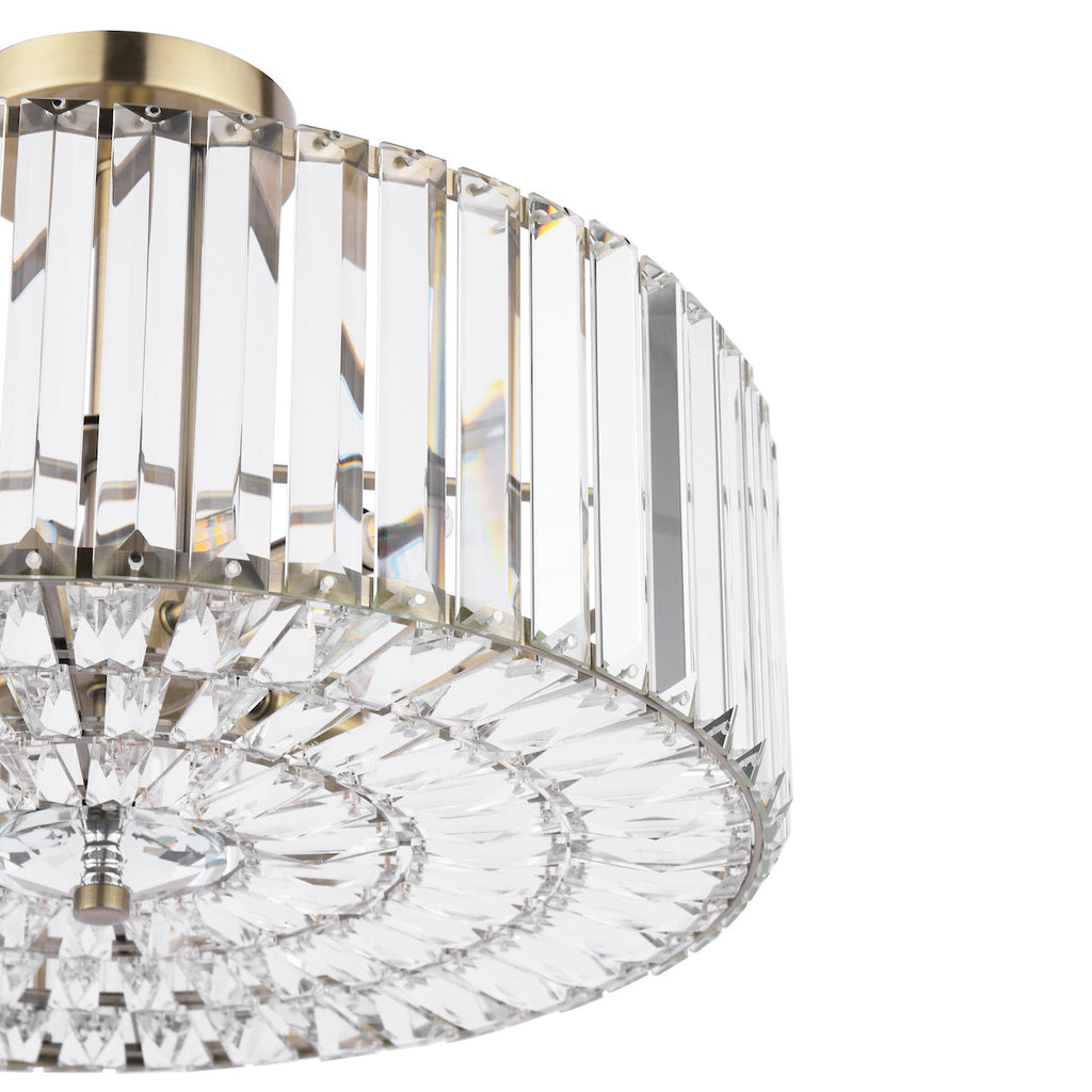 Laura Ashley Fernhurst 4 Luci Semi-Flush Cristallo e Ottone Antico