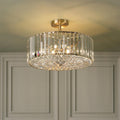 Laura Ashley Fernhurst 4 Luci Semi-Flush Cristallo e Ottone Antico