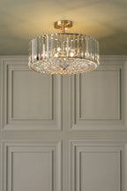 Laura Ashley Fernhurst 4 Luci Semi-Flush Cristallo e Ottone Antico
