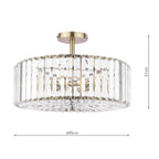 Laura Ashley Fernhurst 4 Luci Semi-Flush Cristallo e Ottone Antico