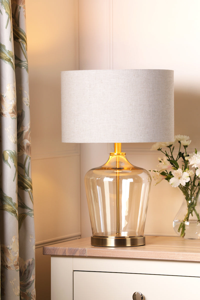 Lampada da Tavolo Touch Laura Ashley Ockley Ottone Antico con Paralume
