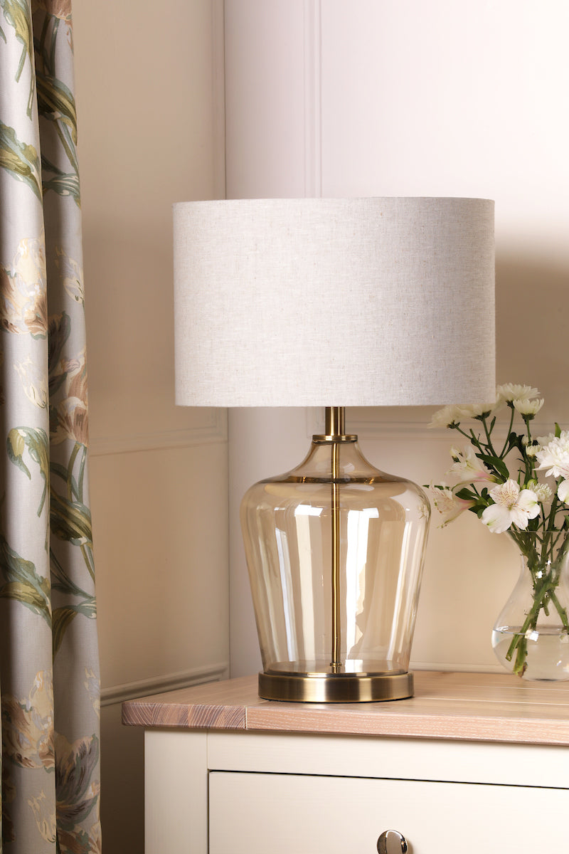 Lampada da Tavolo Touch Laura Ashley Ockley Ottone Antico con Paralume