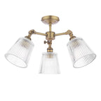 Laura Ashley Callaghan 3 Luci Semi-Flush Ottone Antico Matt e Vetro Rigato