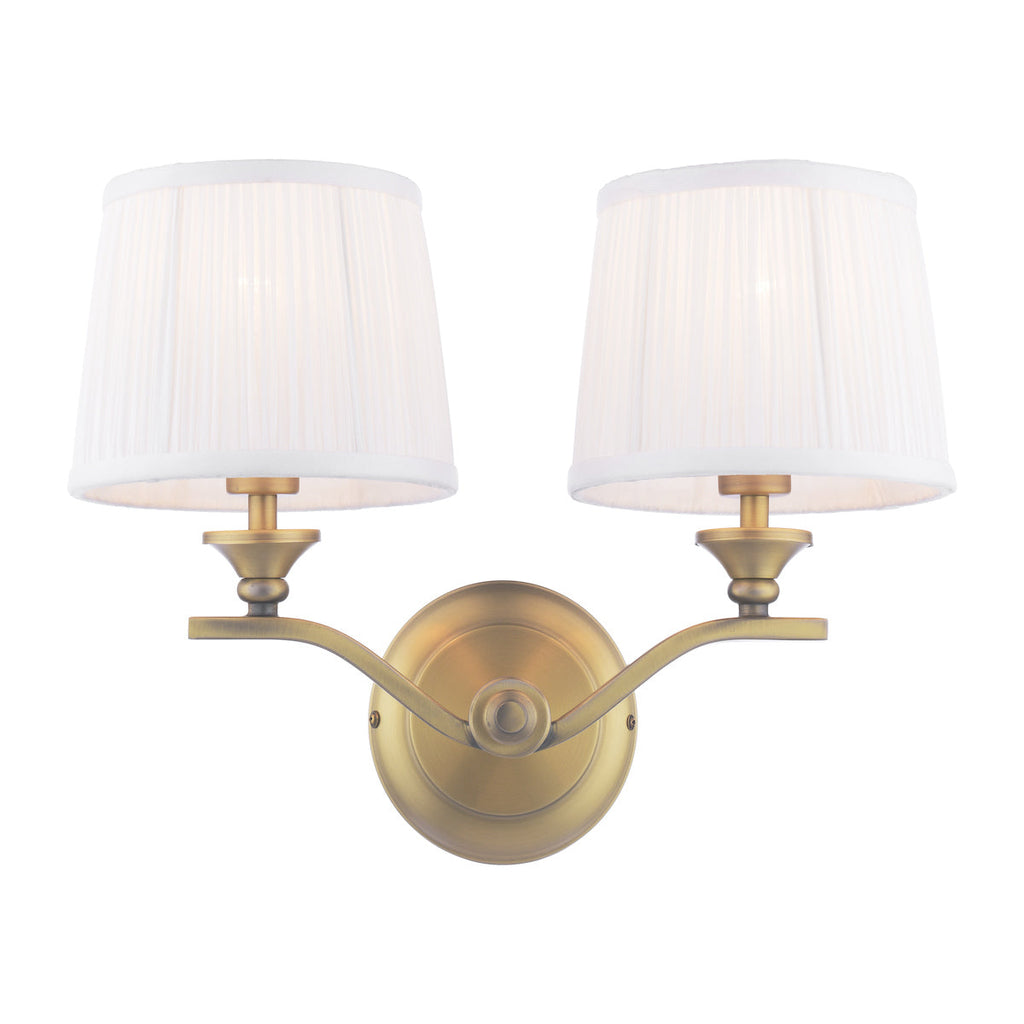 Applique Laura Ashley Hemsley 2 Luci Ottone Anticato Opaco Con Paralume