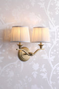 Applique Laura Ashley Hemsley 2 Luci Ottone Anticato Opaco Con Paralume
