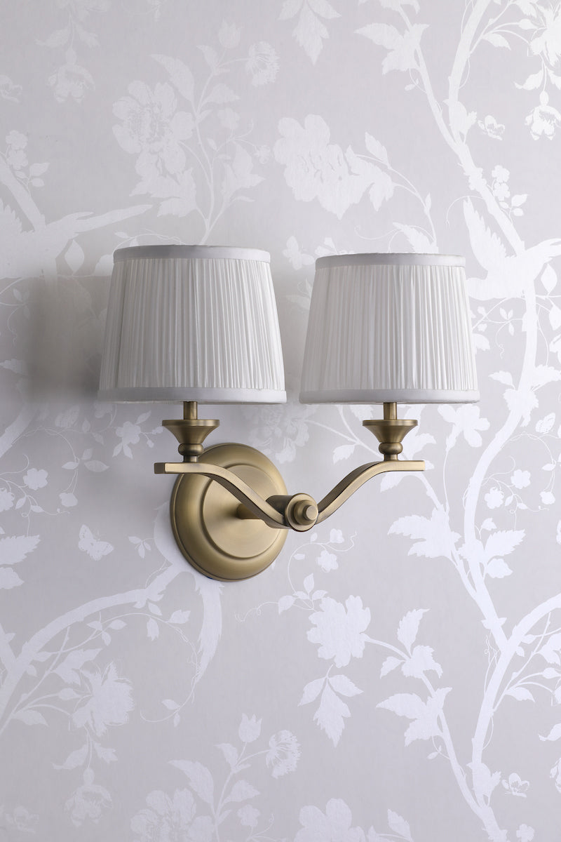 Applique Laura Ashley Hemsley 2 Luci Ottone Anticato Opaco Con Paralume