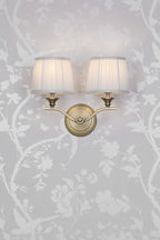 Applique Laura Ashley Hemsley 2 Luci Ottone Anticato Opaco Con Paralume