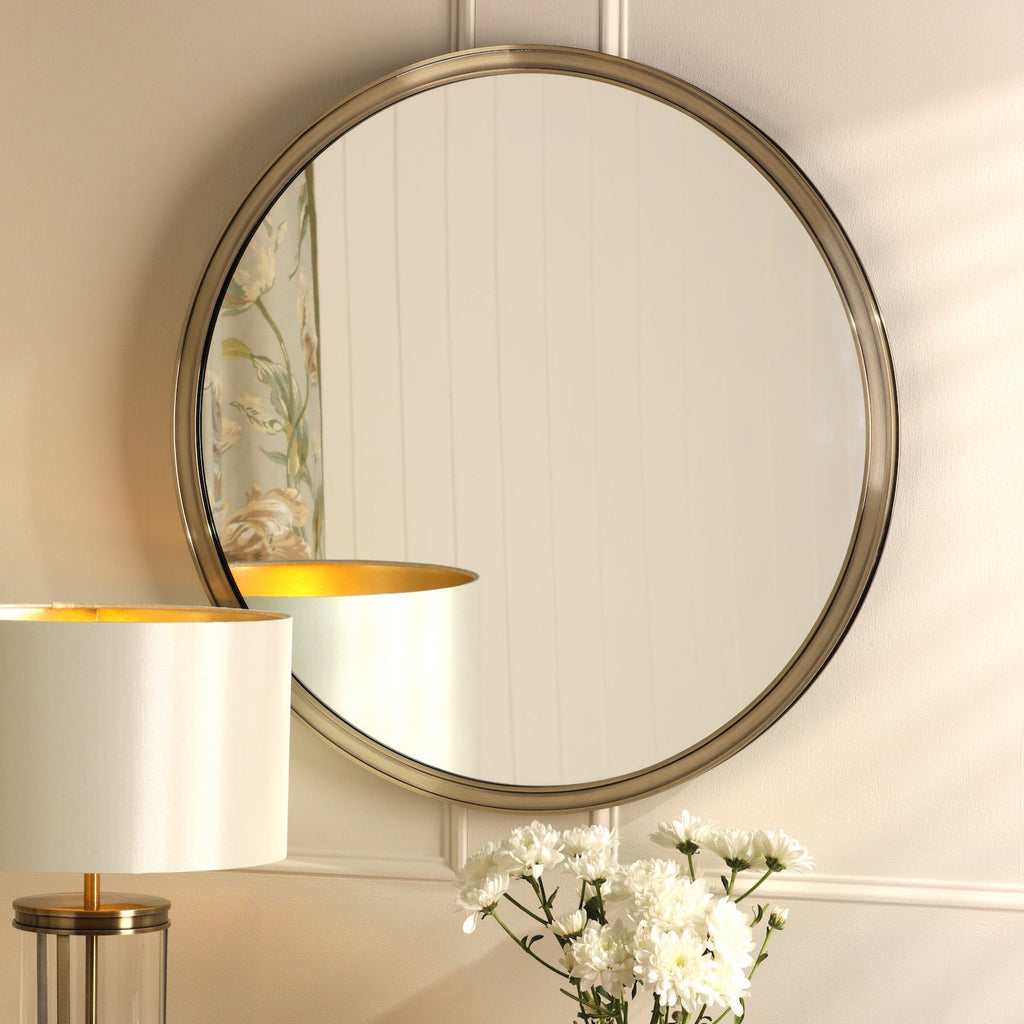 Specchio Laura Ashley Harrington Rotondo Ottone Antico e Specchio 60cm
