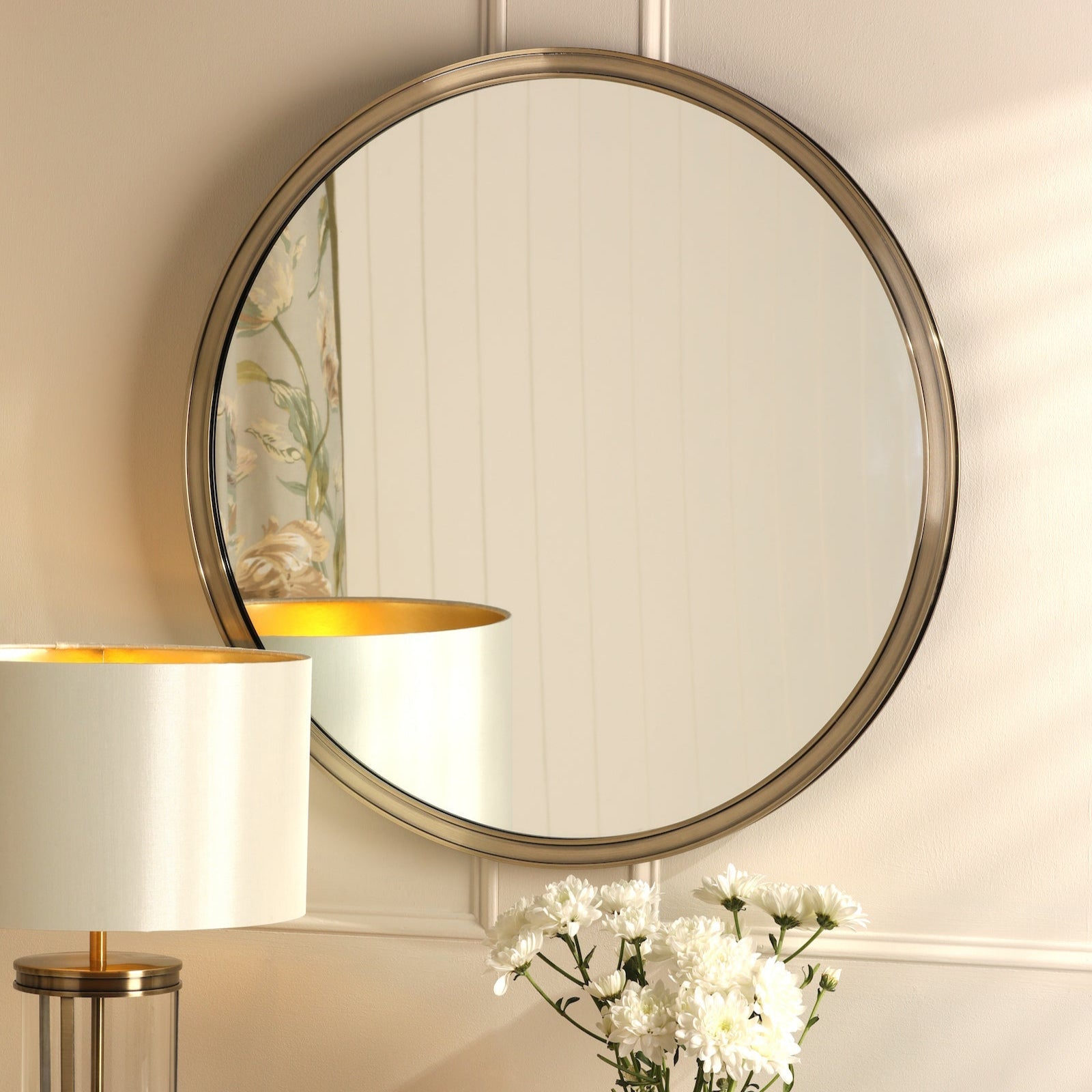 Specchio Laura Ashley Harrington Rotondo Ottone Antico e Specchio 60cm