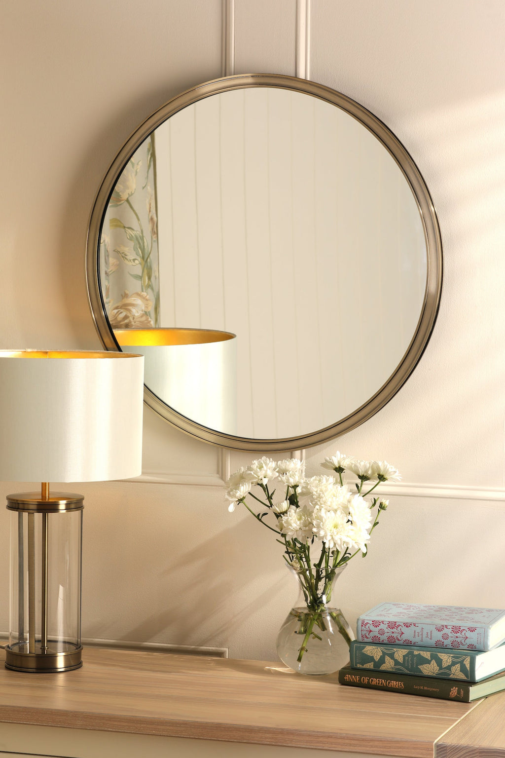 Specchio Laura Ashley Harrington Rotondo Ottone Antico e Specchio 60cm