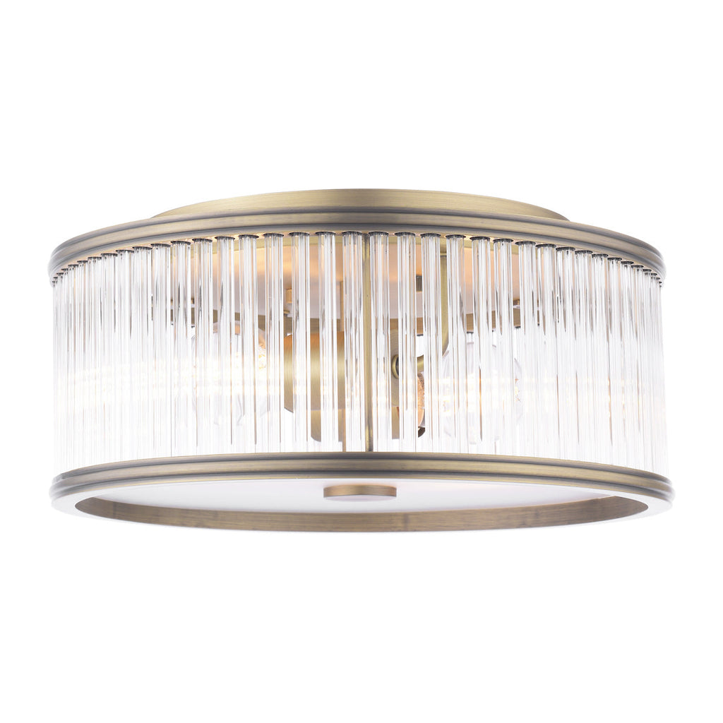 Laura Ashley Sutton 2 Luci Flush Ottone Anticato Matt e Vetro Rigato