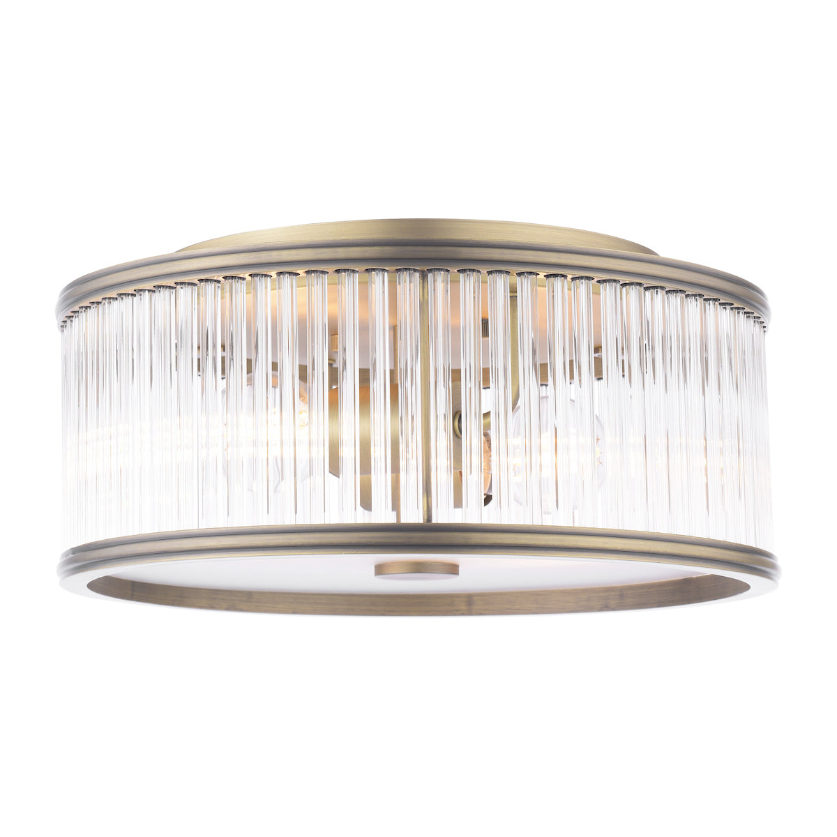 Laura Ashley Sutton 2 Luci Flush Ottone Anticato Matt e Vetro Rigato