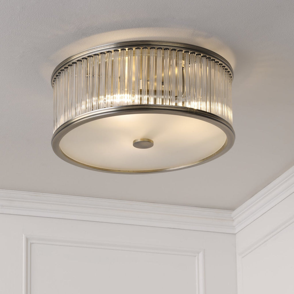 Laura Ashley Sutton 2 Luci Flush Ottone Anticato Matt e Vetro Rigato
