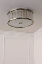 Laura Ashley Sutton 2 Luci Flush Ottone Anticato Matt e Vetro Rigato
