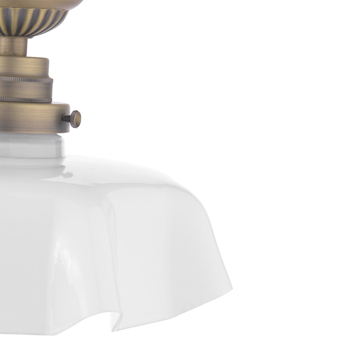 Laura Ashley Banham Semi-Flush Ottone Anticato Matt e Vetro Bianco