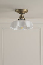 Laura Ashley Banham Semi-Flush Ottone Anticato Matt e Vetro Bianco