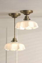 Laura Ashley Banham Semi-Flush Ottone Anticato Matt e Vetro Bianco