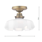 Laura Ashley Banham Semi-Flush Ottone Anticato Matt e Vetro Bianco
