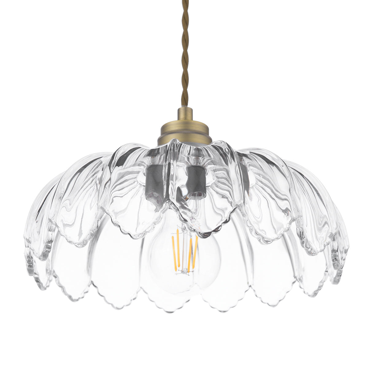 Laura Ashley Bexwell Pendant in Ottone Anticato Opaco e Vetro