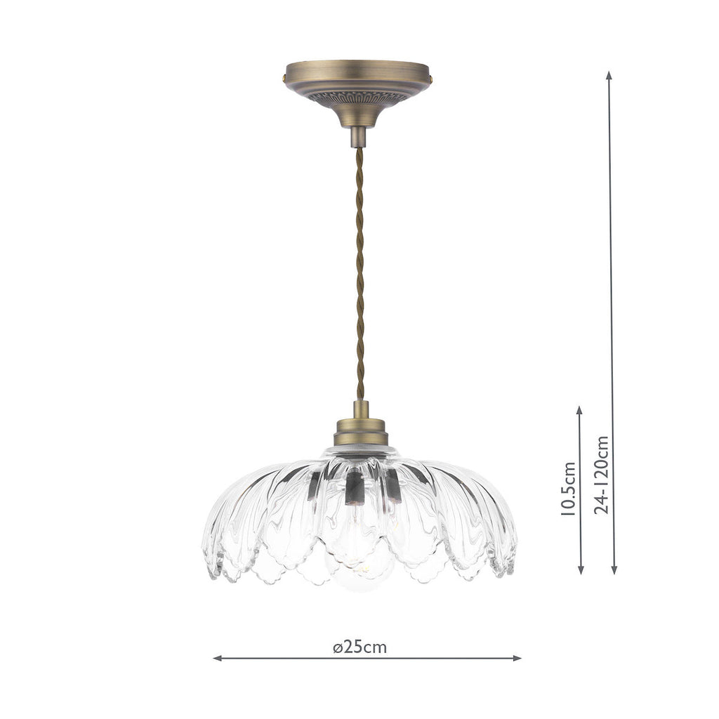 Laura Ashley Bexwell Pendant in Ottone Anticato Opaco e Vetro