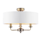 Laura Ashley Sorrento 3 Luci Semi-Flush Ottone Antico con Paralume Avorio
