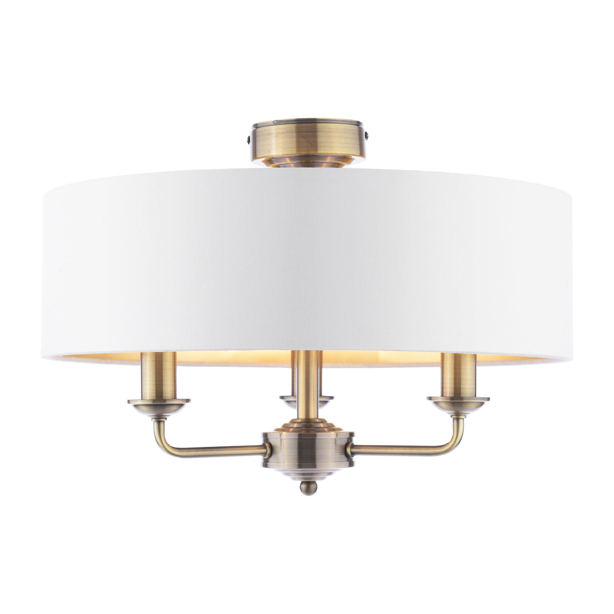 Laura Ashley Sorrento 3 Luci Semi-Flush Ottone Antico con Paralume Avorio