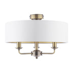 Laura Ashley Sorrento 3 Luci Semi-Flush Ottone Antico con Paralume Avorio