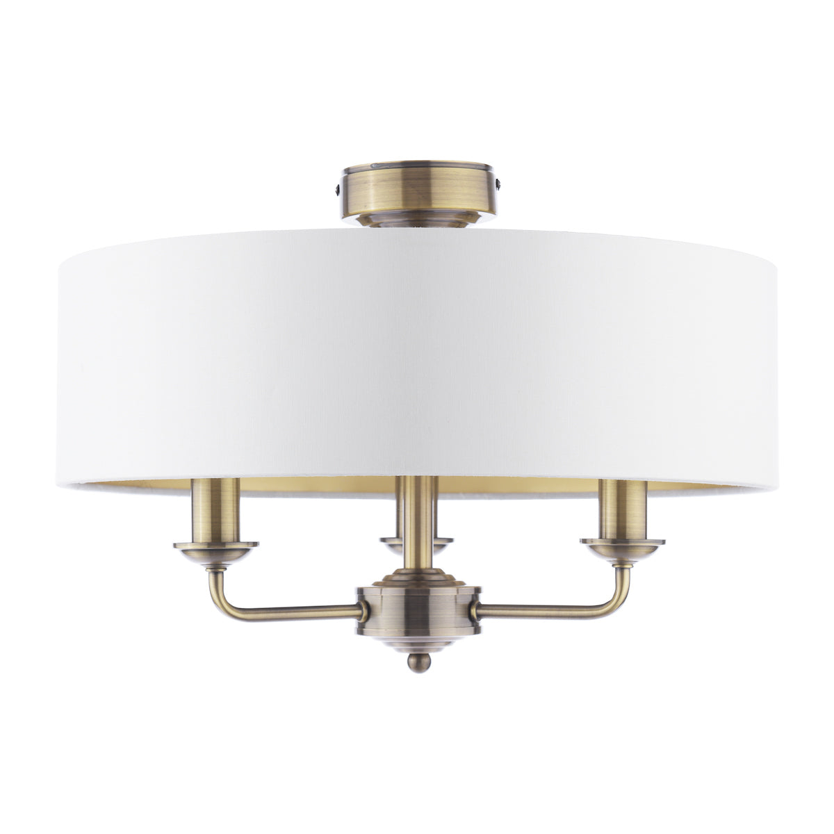 Laura Ashley Sorrento 3 Luci Semi-Flush Ottone Antico con Paralume Avorio