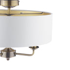Laura Ashley Sorrento 3 Luci Semi-Flush Ottone Antico con Paralume Avorio