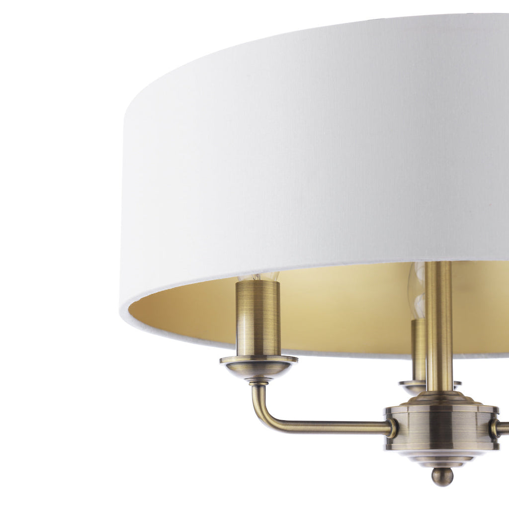 Laura Ashley Sorrento 3 Luci Semi-Flush Ottone Antico con Paralume Avorio