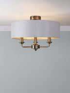 Laura Ashley Sorrento 3 Luci Semi-Flush Ottone Antico con Paralume Avorio