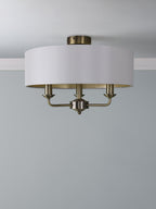 Laura Ashley Sorrento 3 Luci Semi-Flush Ottone Antico con Paralume Avorio
