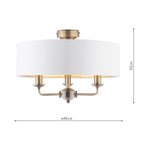 Laura Ashley Sorrento 3 Luci Semi-Flush Ottone Antico con Paralume Avorio