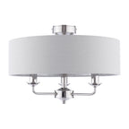 Lampada da soffitto semi-flush Laura Ashley Sorrento a 3 luci in nichel lucido con paralume argento