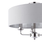 Lampada da soffitto semi-flush Laura Ashley Sorrento a 3 luci in nichel lucido con paralume argento