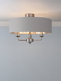 Lampada da soffitto semi-flush Laura Ashley Sorrento a 3 luci in nichel lucido con paralume argento