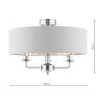 Lampada da soffitto semi-flush Laura Ashley Sorrento a 3 luci in nichel lucido con paralume argento