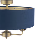 Laura Ashley Sorrento 3 Luci Semi-Flush Ottone Anticato Matt Con Paralume Blu