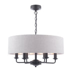 Laura Ashley Sorrento Lampadario a 6 Luci Nero Opaco con Paralumi Naturali