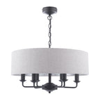 Laura Ashley Sorrento Lampadario a 6 Luci Nero Opaco con Paralumi Naturali