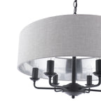 Laura Ashley Sorrento Lampadario a 6 Luci Nero Opaco con Paralumi Naturali