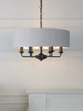 Laura Ashley Sorrento Lampadario a 6 Luci Nero Opaco con Paralumi Naturali